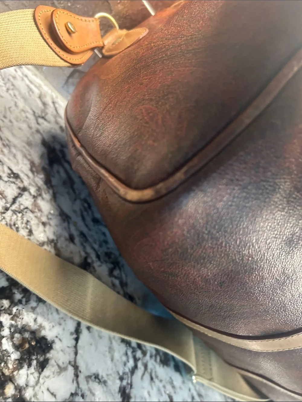 Etro 2 Way Leather Weekender Travel Bag in paisley print incl. all shown